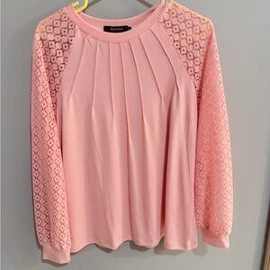 Rose Pink Lace Sleeve Blouse